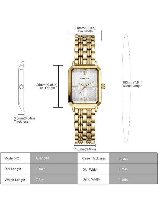 Women\'s Gold White Two Tone Rectangular Stainless Steel Bracelet Wrist Watch main image 2